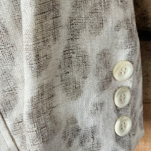 Alberto Makali Size 10 Cream Tan Linen Jacket Blazer Abstract Print USA Made - Picture 4 of 14